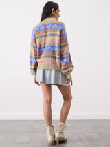 Women's Multicolor Casual Oversized Fit Printed Full Sleeves Sweater
