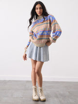 Women's Multicolor Casual Oversized Fit Printed Full Sleeves Sweater