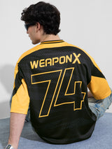 Men's Black V-Neck Oversized Jersey