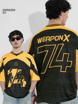 Men's Black V-Neck Oversized Jersey