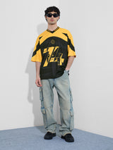 Men's Black V-Neck Oversized Jersey