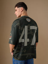 Men's Green V-Neck Oversized Jersey