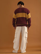 Men's Red Round Neck Oversized Pullovers