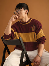Men's Red Round Neck Oversized Pullovers