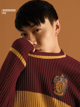 Men's Red Round Neck Oversized Pullovers