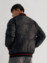 Men's Black Casual Printed Full Sleeves Jacket