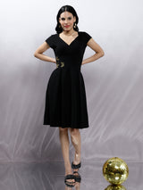 Women's Black Fit & Flared Party Dress
