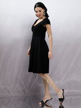 Women's Black Fit & Flared Party Dress