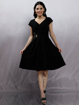 Women's Black Fit & Flared Party Dress