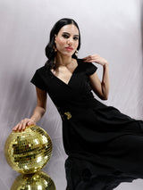 Women's Black Fit & Flared Party Dress