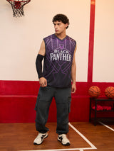 Men's Purple Casual Graphic Sleeveless Vest