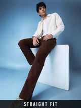 Men's Brown Solid Cargo Jeans