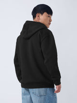 Men's Black Solid Hooded Neck Oversized Hoodie