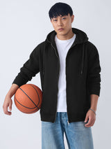 Men's Black Solid Hooded Neck Oversized Hoodie