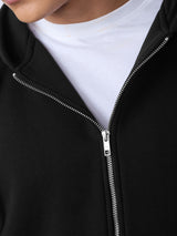 Men's Black Solid Hooded Neck Oversized Hoodie