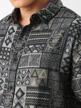 Men's Grey Casual  Half Sleeves Shirt