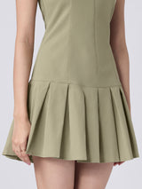 Women's Beige Casual Solid Sleeveless Dress