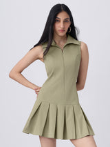 Women's Beige Casual Solid Sleeveless Dress