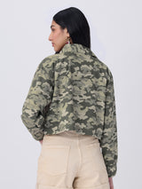 Women's Multicolor Casual Camouflage Full Sleeves Jacket