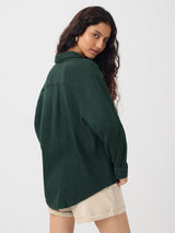 Women's Olive Casual Oversized Fit Solid Full Sleeves Shirt