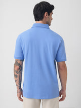 Men's Blue Casual Solid Half Sleeves Polo Tshirt