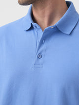Men's Blue Casual Solid Half Sleeves Polo Tshirt
