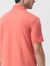Men's Coral Casual Solid Half Sleeves Polo Tshirt