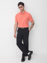 Men's Coral Casual Solid Half Sleeves Polo Tshirt