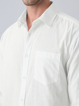 Men's White Casual Solid Full Sleeves Shirt