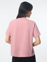 Women's Pink Casual Typography Half Sleeves Tshirt