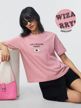 Women's Pink Casual Typography Half Sleeves Tshirt