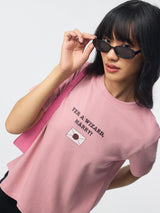 Women's Pink Casual Typography Half Sleeves Tshirt