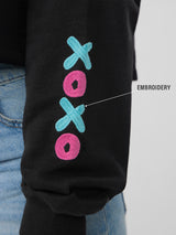 Women's Black Casual Printed Oversized Hoodie