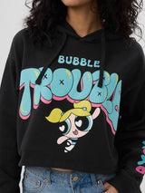 Women's Black Casual Printed Oversized Hoodie