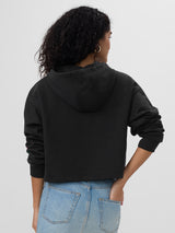 Women's Black Casual Printed Oversized Hoodie