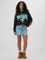 Women's Black Casual Printed Oversized Hoodie