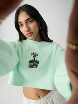 Women's Green Casual Full Sleeves Oversized Sweatshirt
