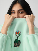Women's Green Casual Full Sleeves Oversized Sweatshirt