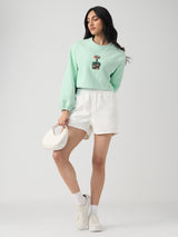 Women's Green Casual Full Sleeves Oversized Sweatshirt
