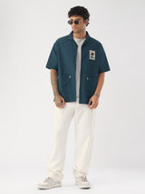 Men's Green Casual  Half Sleeves Shirt