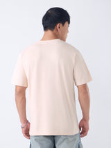 Men's Beige Casual  Half Sleeves Tshirt