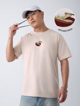 Men's Beige Casual  Half Sleeves Tshirt