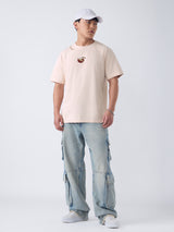 Men's Beige Casual  Half Sleeves Tshirt