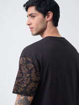 Men's Black Casual  Half Sleeves Tshirt