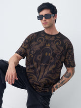 Men's Black Casual  Half Sleeves Tshirt