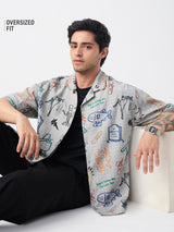 Men's Grey Casual  Half Sleeves Shirt