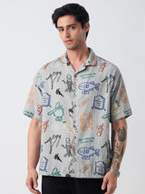 Men's Grey Casual  Half Sleeves Shirt