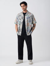 Men's Grey Casual  Half Sleeves Shirt