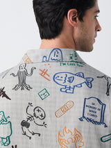 Men's Grey Casual  Half Sleeves Shirt