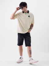 Men's White Casual  Half Sleeves Polo Tshirt